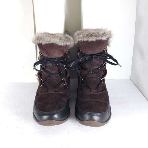 Sorel Women's TIVOLI US 9 Cattail Brown Lined Faux Fur Lace Up Snow Boots - Picture 3 of 16